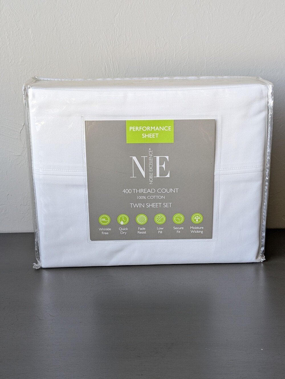Noble Excellence Performance 400-Thread Twin Sheet Set - White